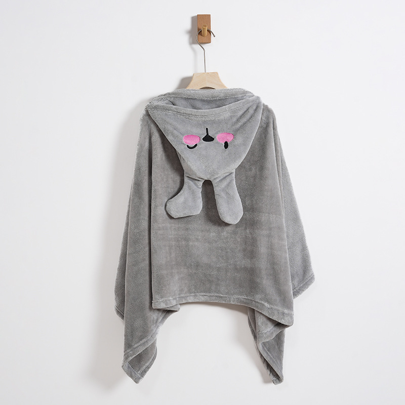 Παιδικός ρόμπα μπάνιου με κουκούλα από κοραλλοφλίς, περιτύλιγμα για μπάνιο/κολύμβηση, εκτύπωση λαγουδάκι, 300–400 g, προσαρμογή