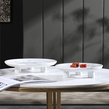 Europos stiliaus apvali vaisių lėkštė iš natūralaus marmuro, poliruotas paviršius, rankų darbas, kartono pakuotė, prekė cramper