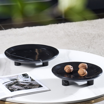 Europos stiliaus apvali vaisių lėkštė iš natūralaus marmuro, poliruotas paviršius, rankų darbas, kartono pakuotė, prekė cramper