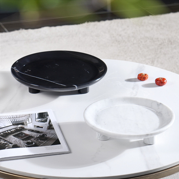 Europos stiliaus apvali vaisių lėkštė iš natūralaus marmuro, poliruotas paviršius, rankų darbas, kartono pakuotė, prekė cramper