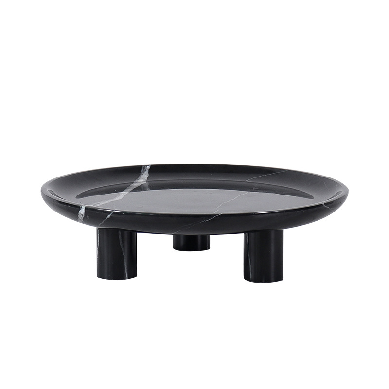 Europos stiliaus apvali vaisių lėkštė iš natūralaus marmuro, poliruotas paviršius, rankų darbas, kartono pakuotė, prekė cramper