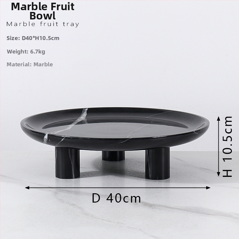 Europos stiliaus apvali vaisių lėkštė iš natūralaus marmuro, poliruotas paviršius, rankų darbas, kartono pakuotė, prekė cramper
