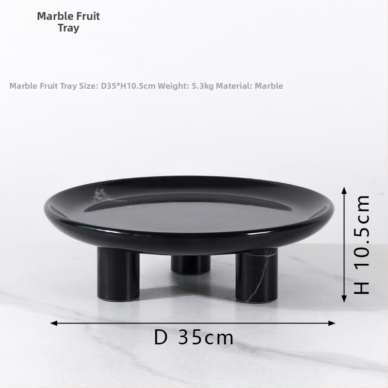 Europos stiliaus apvali vaisių lėkštė iš natūralaus marmuro, poliruotas paviršius, rankų darbas, kartono pakuotė, prekė cramper