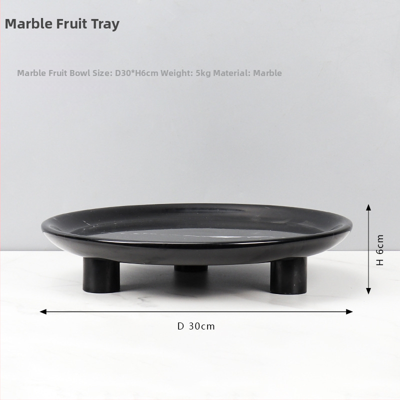Europos stiliaus apvali vaisių lėkštė iš natūralaus marmuro, poliruotas paviršius, rankų darbas, kartono pakuotė, prekė cramper