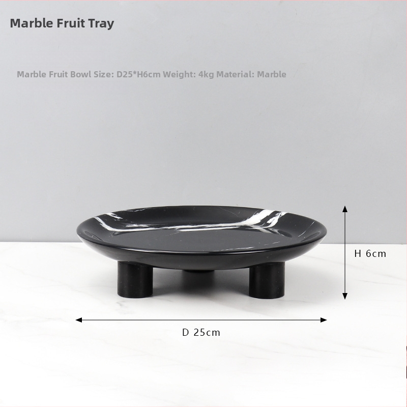 Europos stiliaus apvali vaisių lėkštė iš natūralaus marmuro, poliruotas paviršius, rankų darbas, kartono pakuotė, prekė cramper