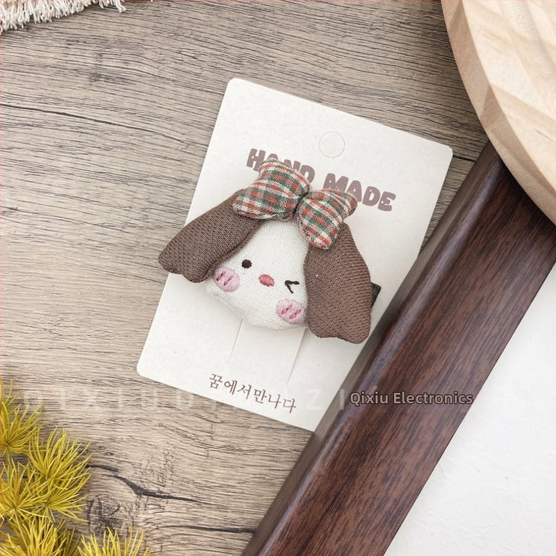 Σετ αξεσουάρ μαλλιών για παιδιά – Χειροποίητες υφασμάτινες κορδέλες με ζωικά μοτίβα (σκύλος και κουνέλι), στυλ δάσους