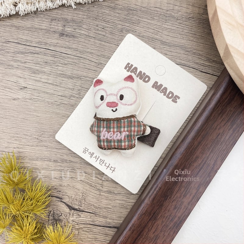 Σετ αξεσουάρ μαλλιών για παιδιά – Χειροποίητες υφασμάτινες κορδέλες με ζωικά μοτίβα (σκύλος και κουνέλι), στυλ δάσους