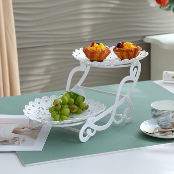 Двуетажна десертна витрина за маса (Материал: пластмаса; Нива: двойна/многоетажна; Стил: прост; Категория: плодова чиния; Пускане: 2025)