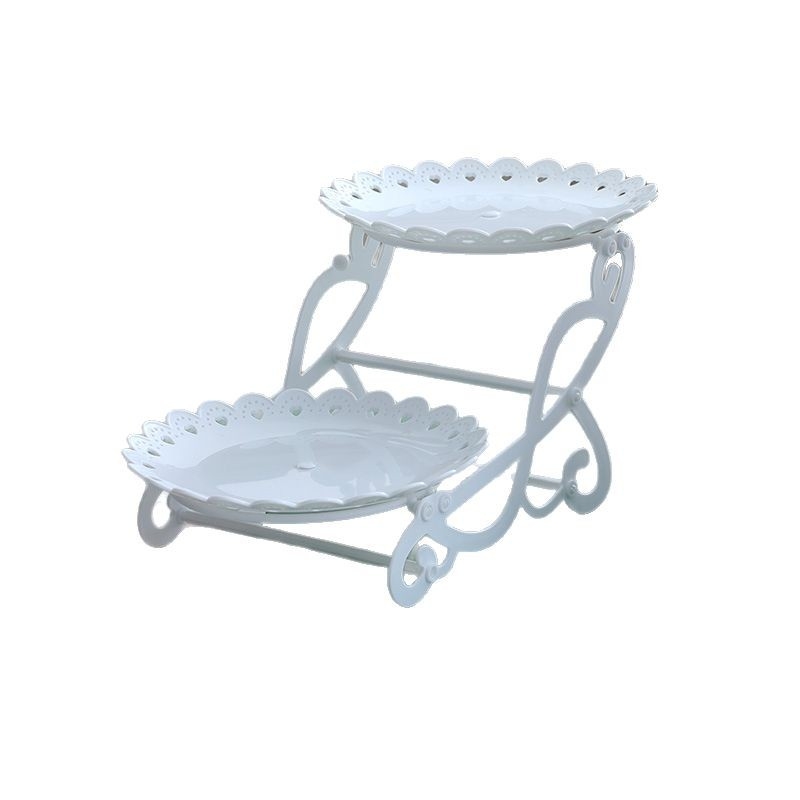 Двуетажна десертна витрина за маса (Материал: пластмаса; Нива: двойна/многоетажна; Стил: прост; Категория: плодова чиния; Пускане: 2025)