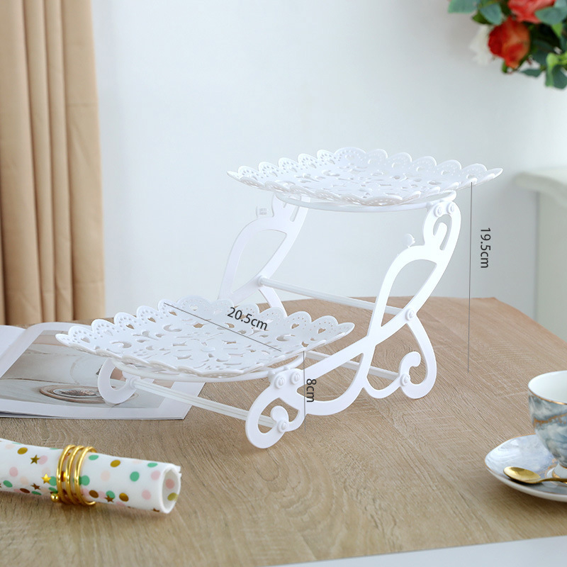 Двуетажна десертна витрина за маса (Материал: пластмаса; Нива: двойна/многоетажна; Стил: прост; Категория: плодова чиния; Пускане: 2025)