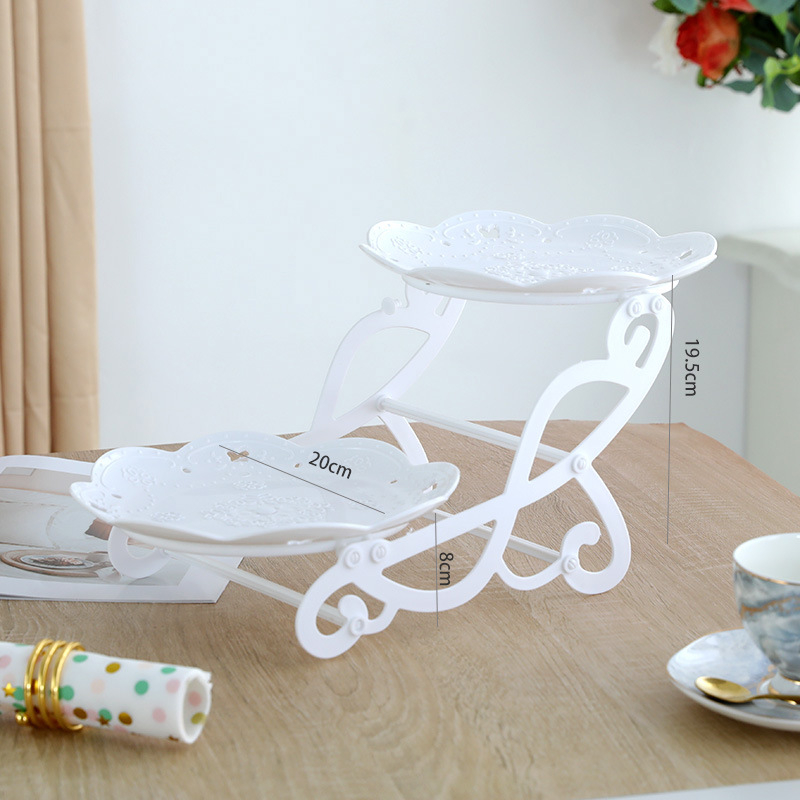 Двуетажна десертна витрина за маса (Материал: пластмаса; Нива: двойна/многоетажна; Стил: прост; Категория: плодова чиния; Пускане: 2025)