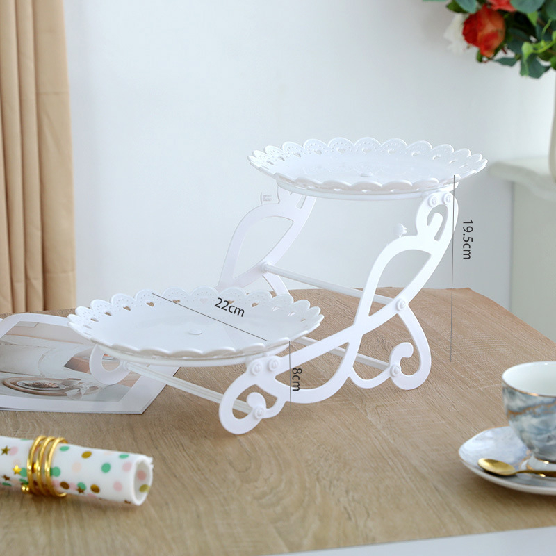 Двуетажна десертна витрина за маса (Материал: пластмаса; Нива: двойна/многоетажна; Стил: прост; Категория: плодова чиния; Пускане: 2025)