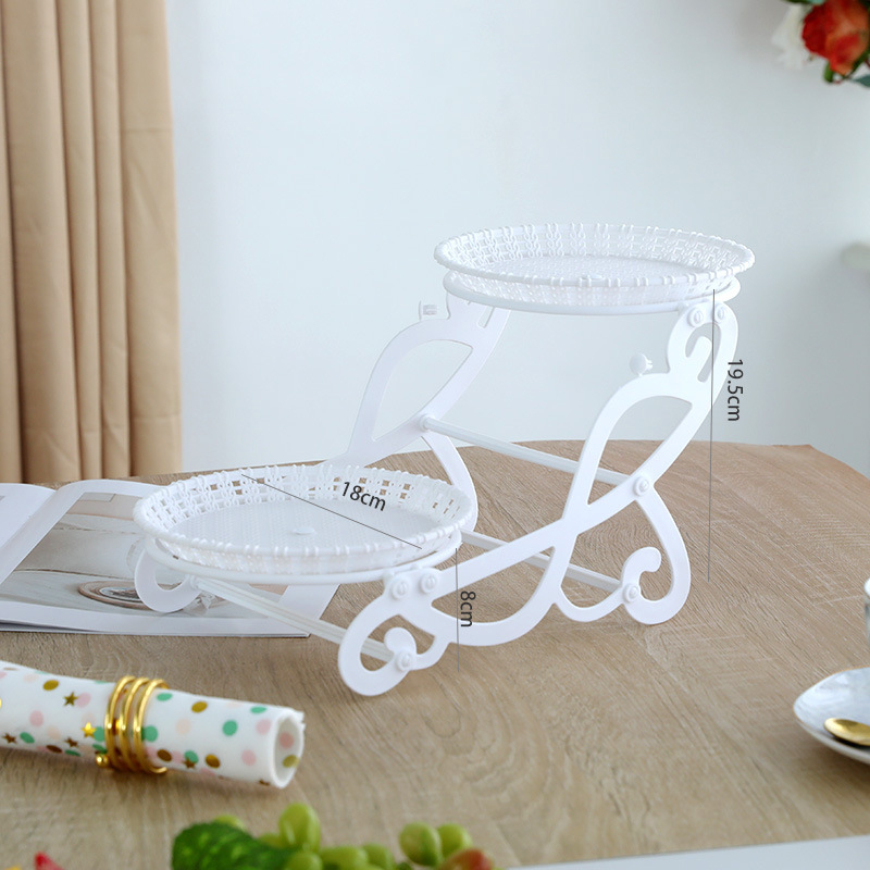 Двуетажна десертна витрина за маса (Материал: пластмаса; Нива: двойна/многоетажна; Стил: прост; Категория: плодова чиния; Пускане: 2025)