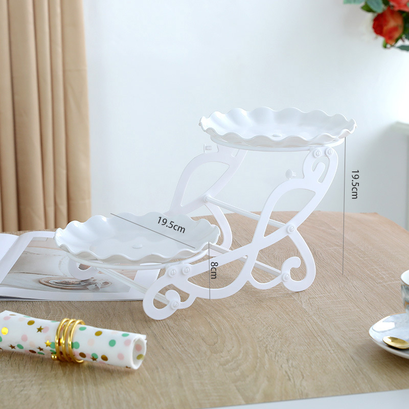 Двуетажна десертна витрина за маса (Материал: пластмаса; Нива: двойна/многоетажна; Стил: прост; Категория: плодова чиния; Пускане: 2025)