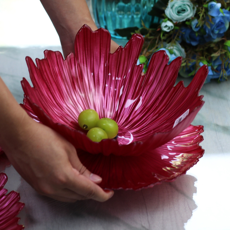 Stiklo vaisių lėkštė Housefan — be švino, pritaikoma, šiuolaikinio minimalistinio stiliaus, paruošta dovanai