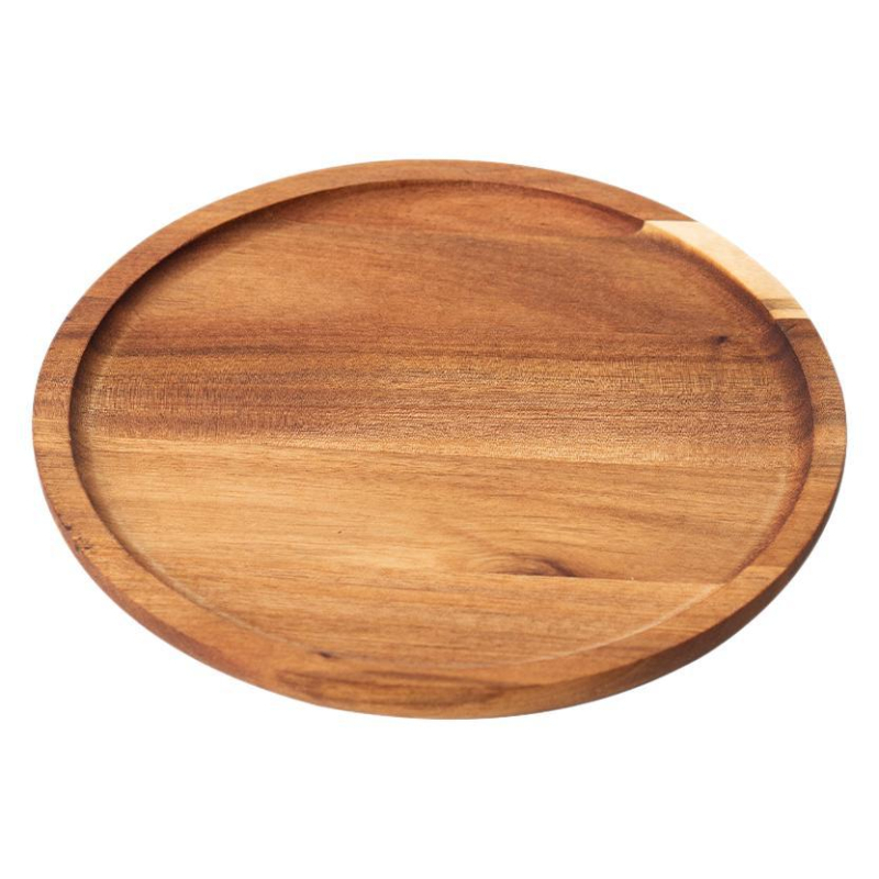 Drveni kružni tanjur za desert — Materijal: Drvo; Oblik: Kružno; Površina: Polirana; Stil: Moderan minimalistički; Uzorak: Jednostavan
