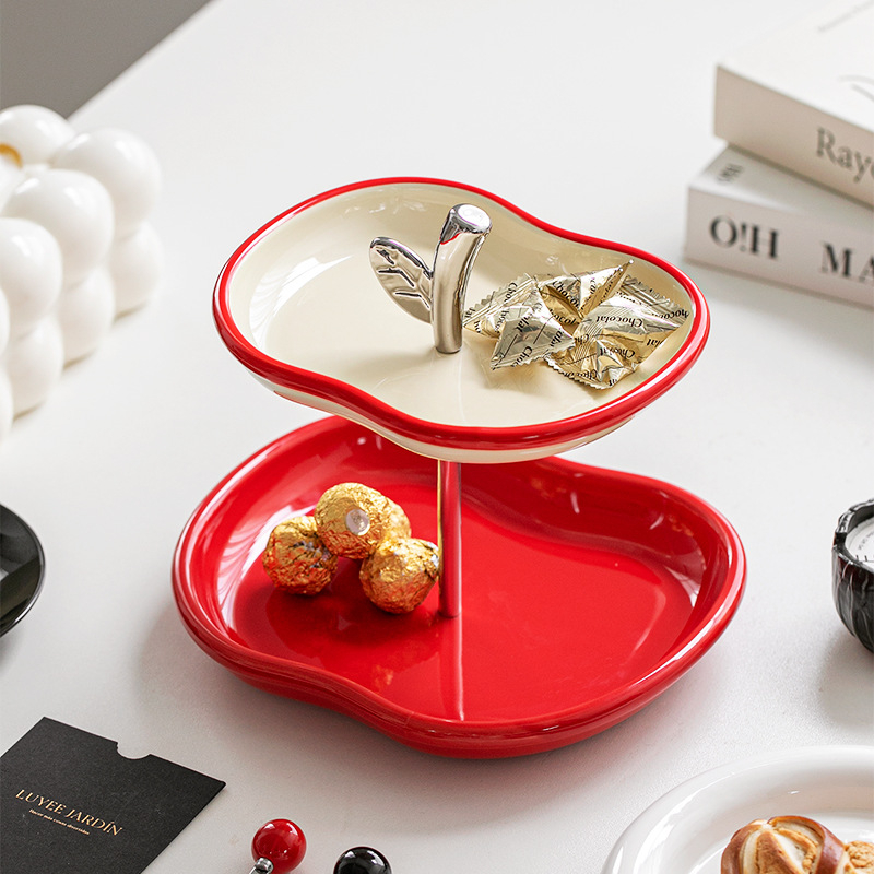 Порцеланова чиния за плодове, многоетажен поднос за показване, JIEBO, китайски стил домашен декор