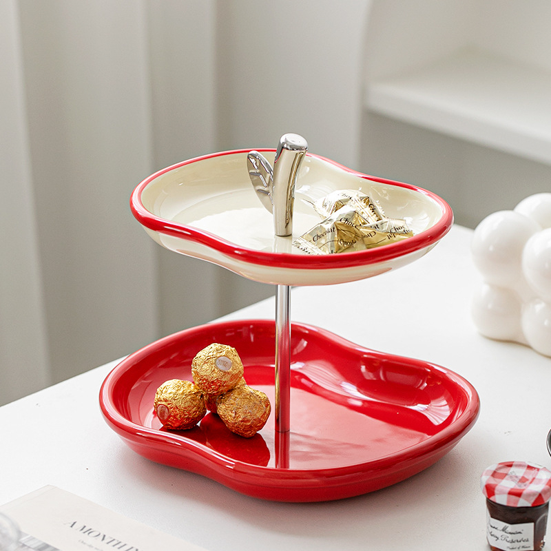 Порцеланова чиния за плодове, многоетажен поднос за показване, JIEBO, китайски стил домашен декор