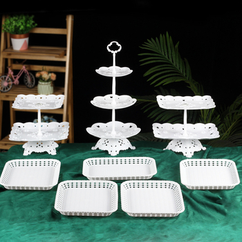 Пластмасова плодова чиния, европейски стил, сгъваема и въртяща се многослойна витрина за сватби и десертна маса