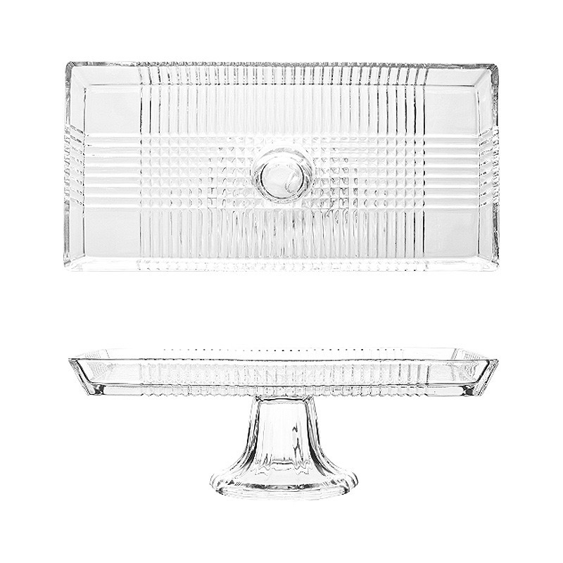 Ембосирано стъклено плато за плодове с педестал – прост стил, първокласно качество, марка Yixuan