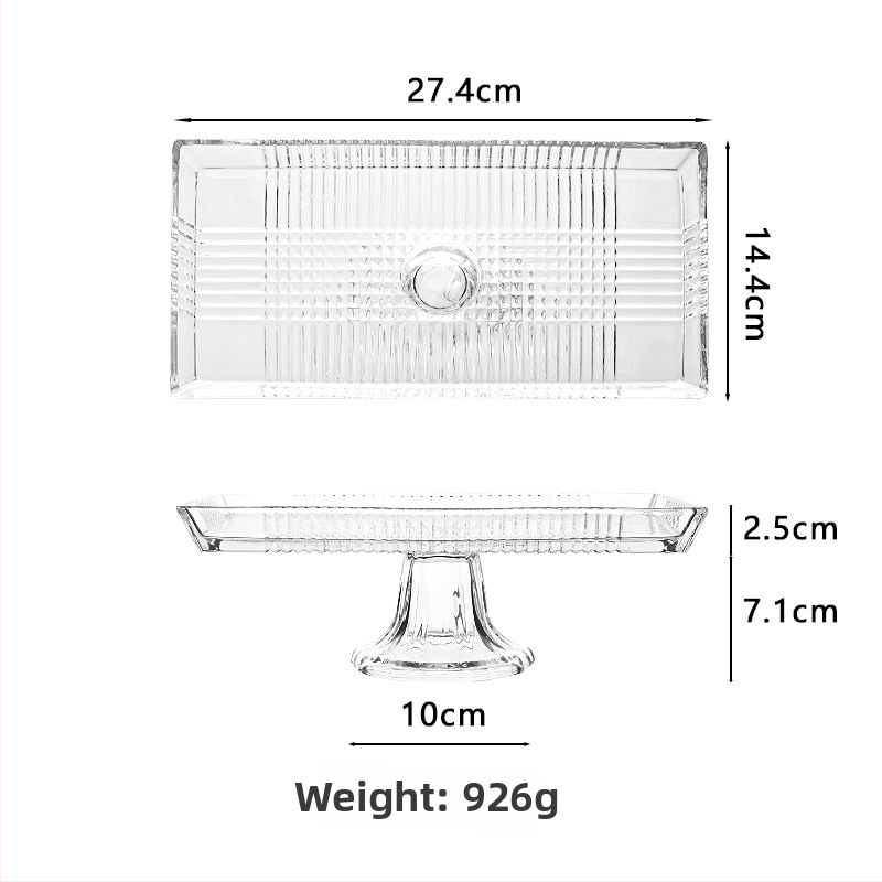 Ембосирано стъклено плато за плодове с педестал – прост стил, първокласно качество, марка Yixuan