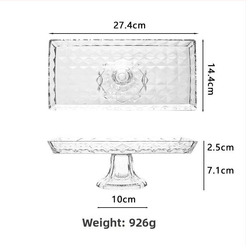 Ембосирано стъклено плато за плодове с педестал – прост стил, първокласно качество, марка Yixuan