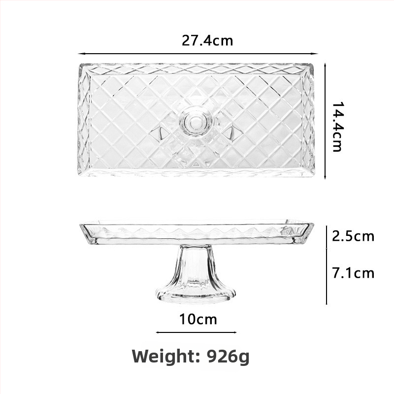 Ембосирано стъклено плато за плодове с педестал – прост стил, първокласно качество, марка Yixuan