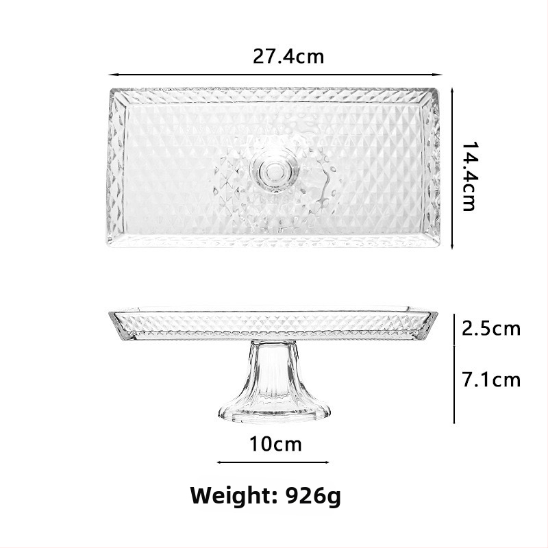 Ембосирано стъклено плато за плодове с педестал – прост стил, първокласно качество, марка Yixuan