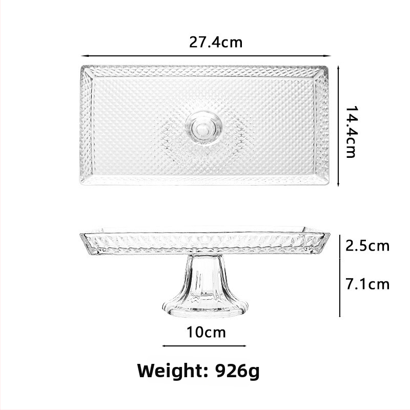 Ембосирано стъклено плато за плодове с педестал – прост стил, първокласно качество, марка Yixuan