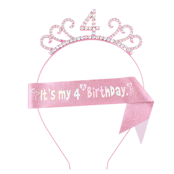 Bērnu matu lente no sakausējuma ar rhinestones, universāla, elektroplēšana, vecuma skaitļu dizains