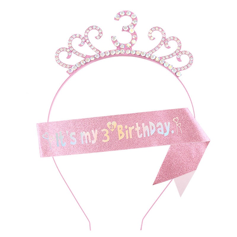 Bērnu matu lente no sakausējuma ar rhinestones, universāla, elektroplēšana, vecuma skaitļu dizains