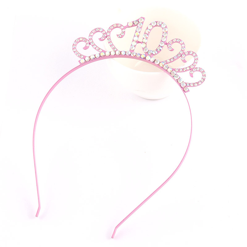 Bērnu matu lente no sakausējuma ar rhinestones, universāla, elektroplēšana, vecuma skaitļu dizains