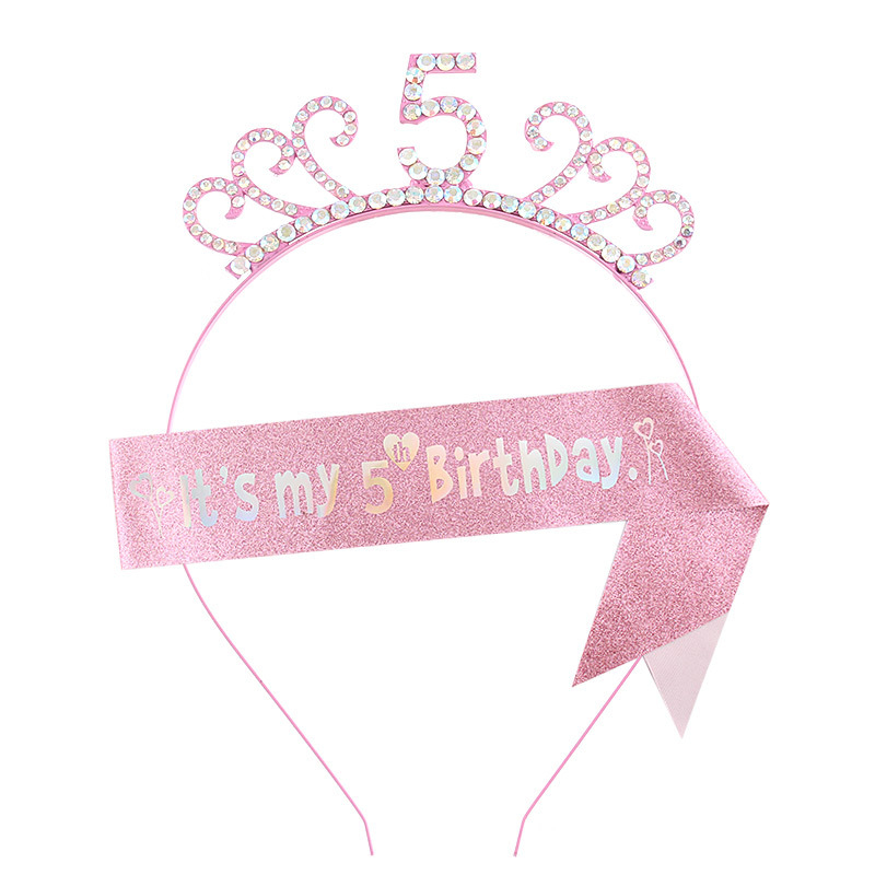 Bērnu matu lente no sakausējuma ar rhinestones, universāla, elektroplēšana, vecuma skaitļu dizains