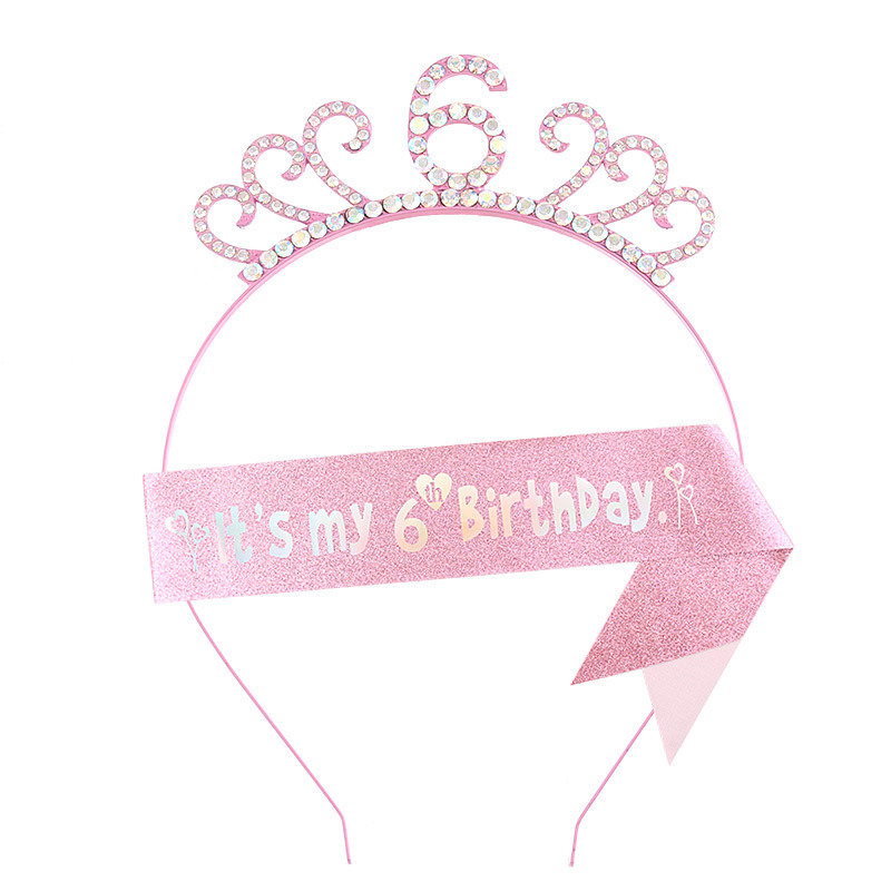 Bērnu matu lente no sakausējuma ar rhinestones, universāla, elektroplēšana, vecuma skaitļu dizains