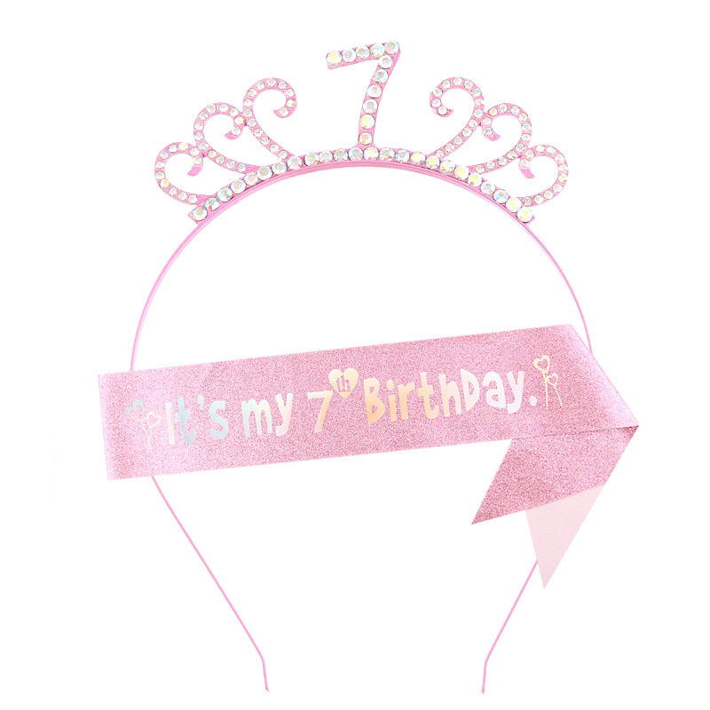 Bērnu matu lente no sakausējuma ar rhinestones, universāla, elektroplēšana, vecuma skaitļu dizains