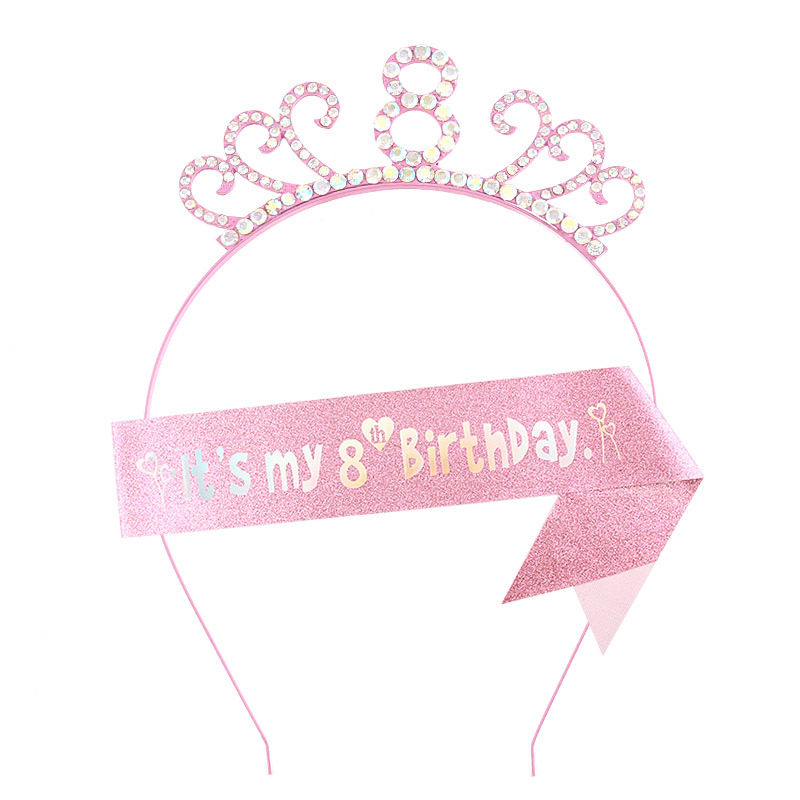 Bērnu matu lente no sakausējuma ar rhinestones, universāla, elektroplēšana, vecuma skaitļu dizains