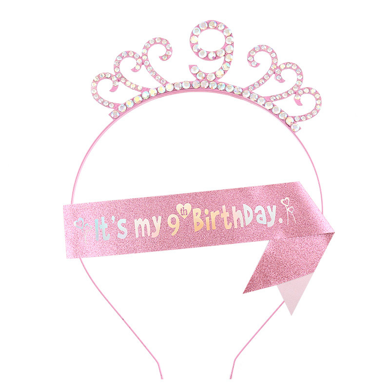 Bērnu matu lente no sakausējuma ar rhinestones, universāla, elektroplēšana, vecuma skaitļu dizains