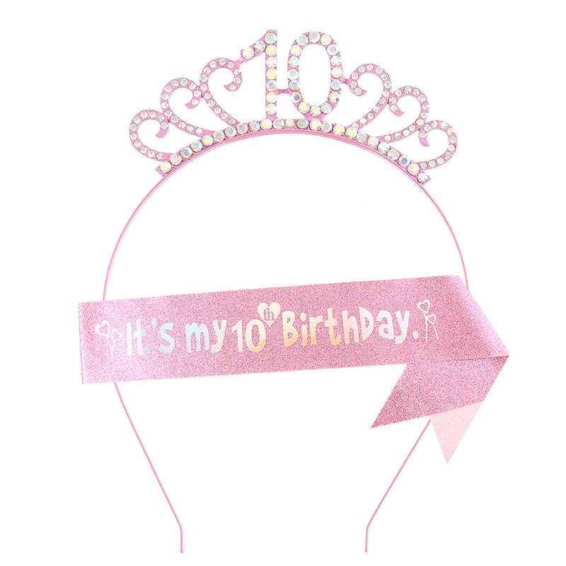 Bērnu matu lente no sakausējuma ar rhinestones, universāla, elektroplēšana, vecuma skaitļu dizains