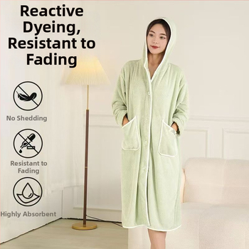 Дамски халат за зима — флис, памук-микрофибър, 600 г