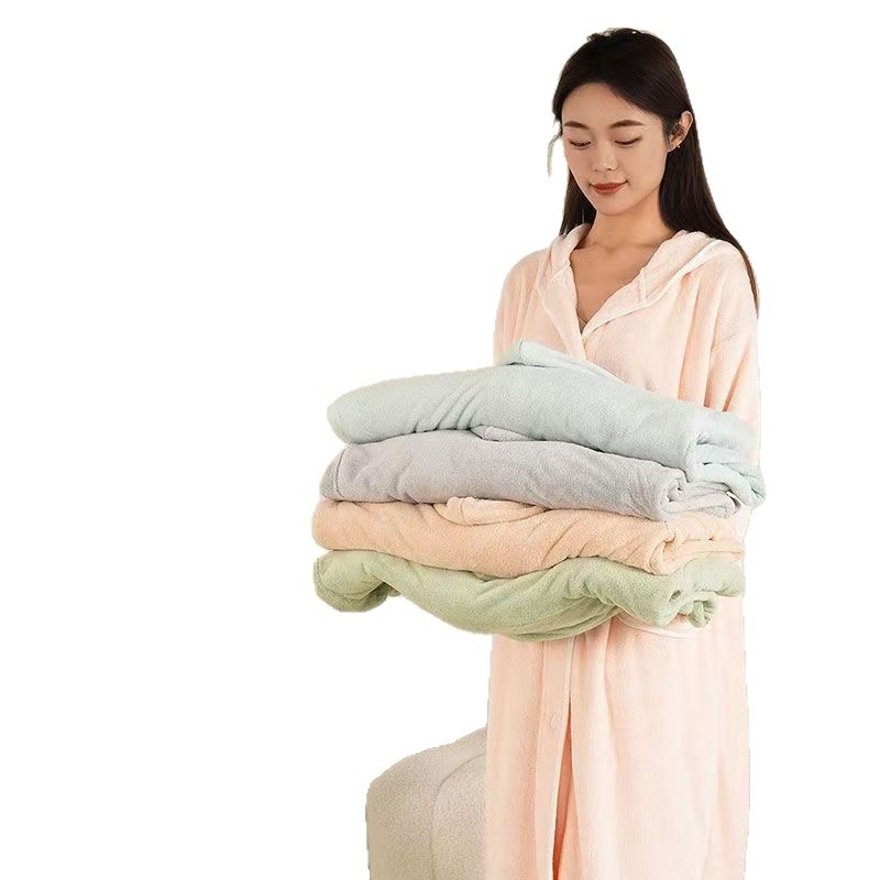 Дамски халат за зима — флис, памук-микрофибър, 600 г