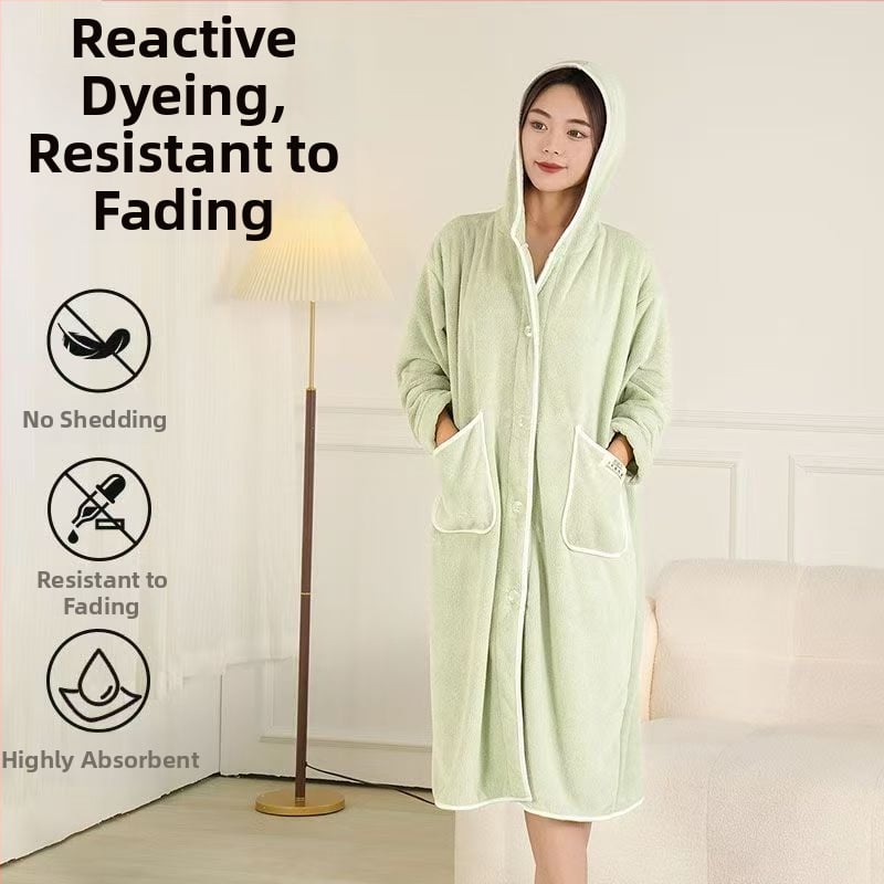 Дамски халат за зима — флис, памук-микрофибър, 600 г