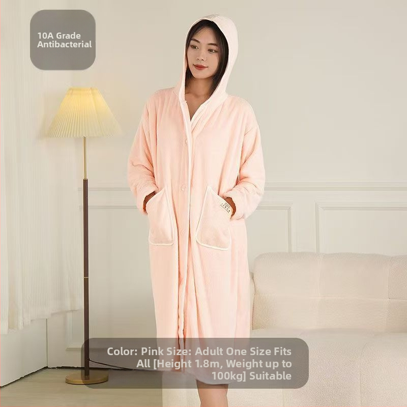 Дамски халат за зима — флис, памук-микрофибър, 600 г