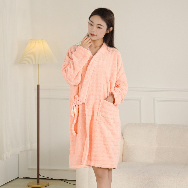 Дамски халат за зима — флис, памук-микрофибър, 600 г