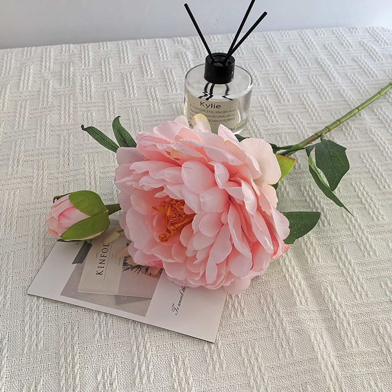 Umjetna pionija s dvije glave za stol, svilen materijal, View Tang marka, za vjenčanja, rekviziti za fotografiju, unutarnja dekoracija