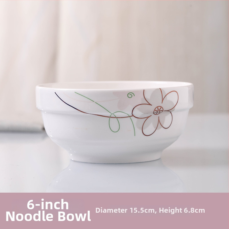 Keraminis stalo servizo rinkinys: ryžių dubenėliai, sriubos dubenėliai ir lėkštės; kaulinis porcelianas (>36% kaulo); gėlių raštas; dažyta glazūra; tinkamas mikrobangų krosnelėms.