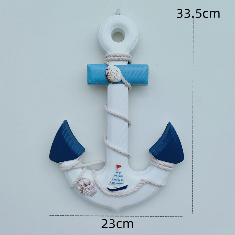 Koka enkura sienas dekors ar Vidusjūras stilu, rokdarbu kulons (Materiāls: koks; Kategorija: rokdarbu kulons; Stils: Vidusjūras; Forma: enkura)