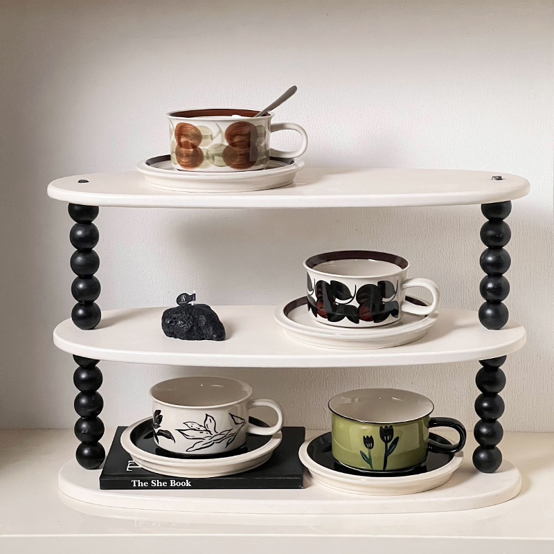 Σετ φλυτζάνι καφέ με πιατάκι και δίσκο, μοτίβο λουλουδιών, ρετρό στυλ, βάρος 0,65 kg, δυνατότητα προσαρμογής