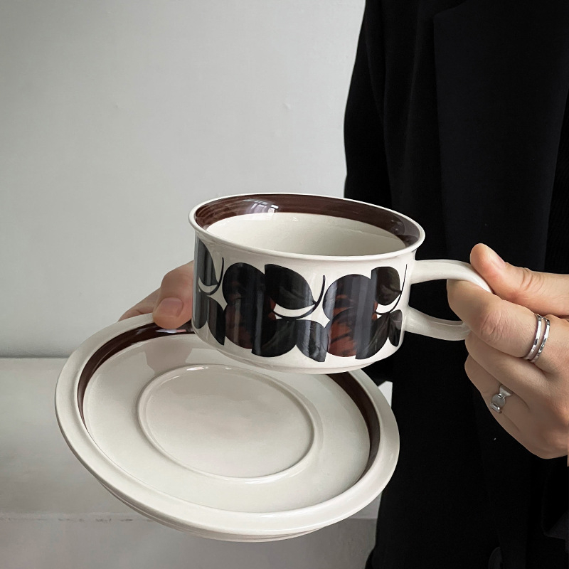 Σετ φλυτζάνι καφέ με πιατάκι και δίσκο, μοτίβο λουλουδιών, ρετρό στυλ, βάρος 0,65 kg, δυνατότητα προσαρμογής