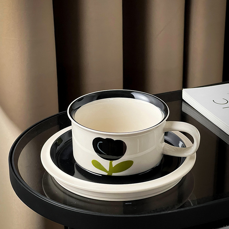 Σετ φλυτζάνι καφέ με πιατάκι και δίσκο, μοτίβο λουλουδιών, ρετρό στυλ, βάρος 0,65 kg, δυνατότητα προσαρμογής