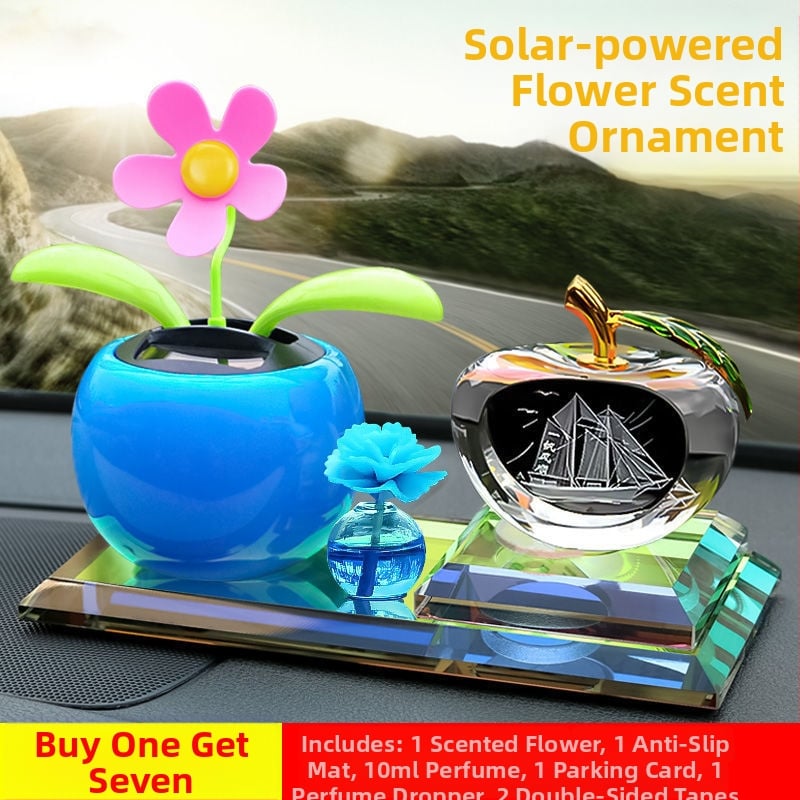 Automašīnas iekšējā dekora ar saules enerģiju darbināmo kustīgu ziedu aromterapijai, metāla konstrukcija, piemērots biznesa dāvanām